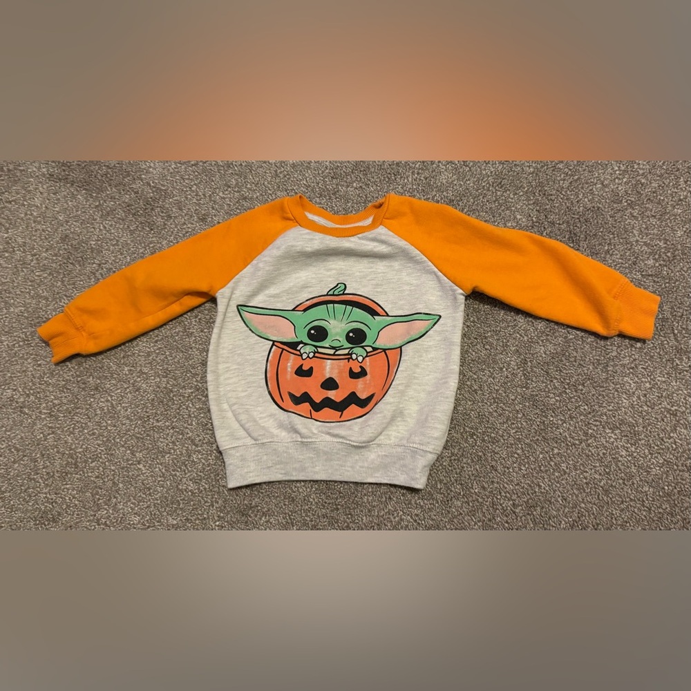 Star Wars Grogu Baby Yoga Halloween Jack-o-lantern 3T heathered sweatshirt Boy